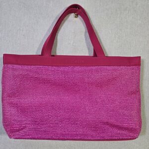 Escada Pink Tote Bag Gym Travel Orange and Pink Tie Down Liner